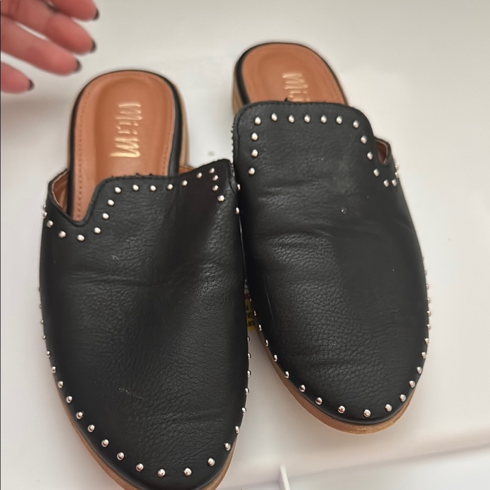 Black Studded Mules